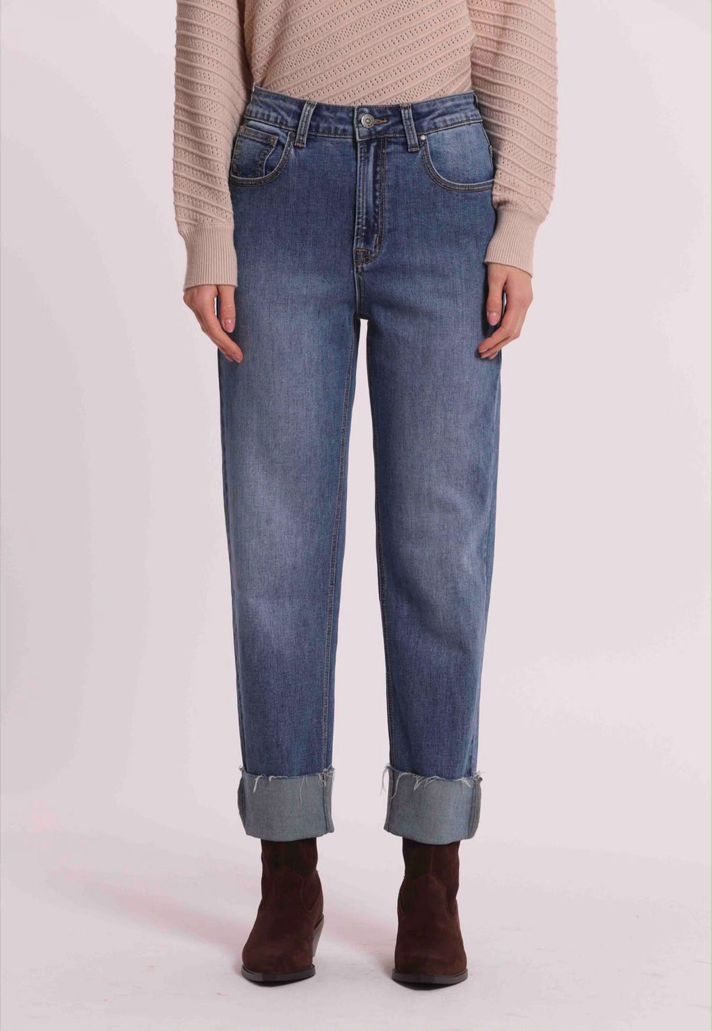 JEANS CON RISVOLTO SUL FONDO- MIMI’ MUA’