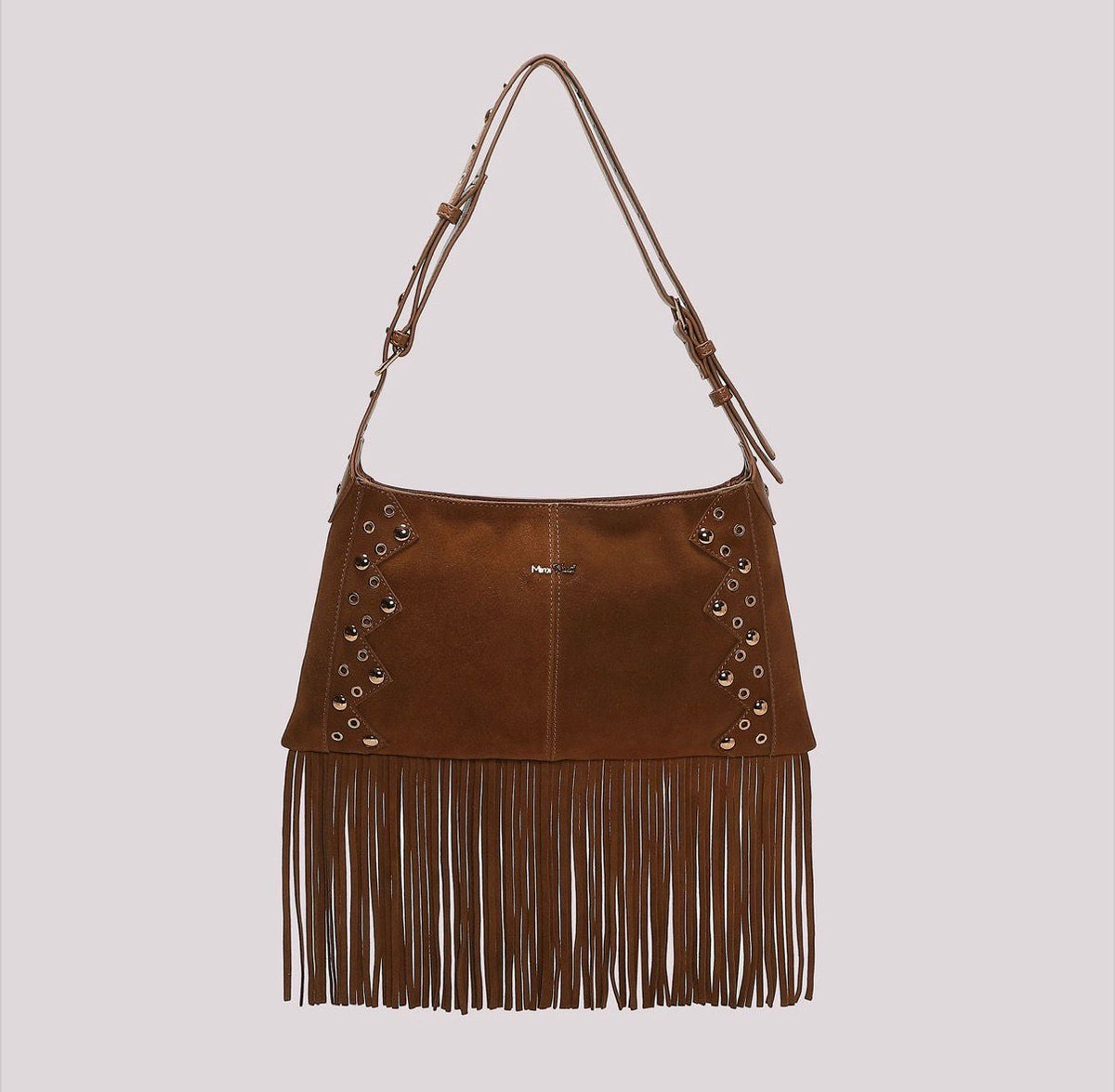 BORSA A TRACOLLA CON FRANGE E BORCHIE MISURA MIDI- MIMI’ MUA’