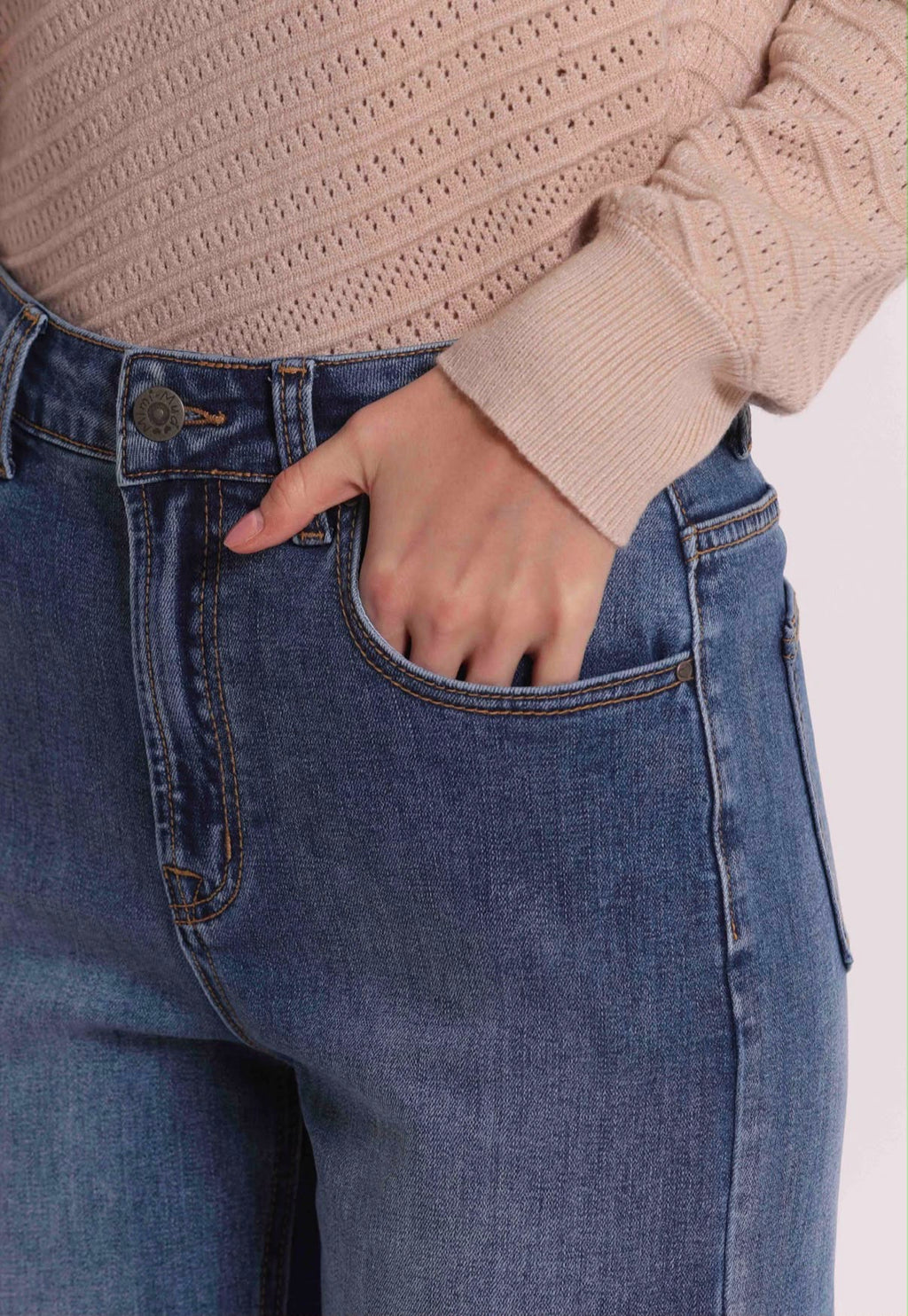 JEANS CON RISVOLTO SUL FONDO- MIMI’ MUA’