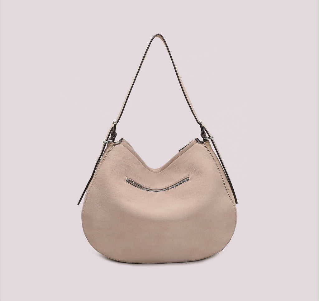 BORSA A SPALLA  CON FIANCHI EFFETTO CAMOSCIO- MIMI’ MUA’