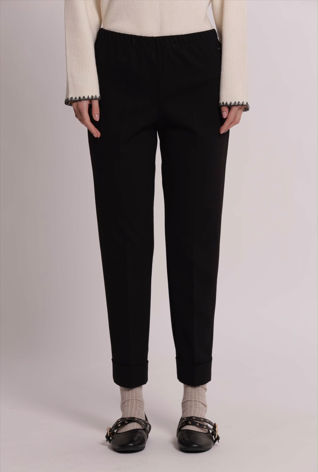 PANTALONE CON RISVOLTO IN PUNTO MILANO- MIMI’ MUA’