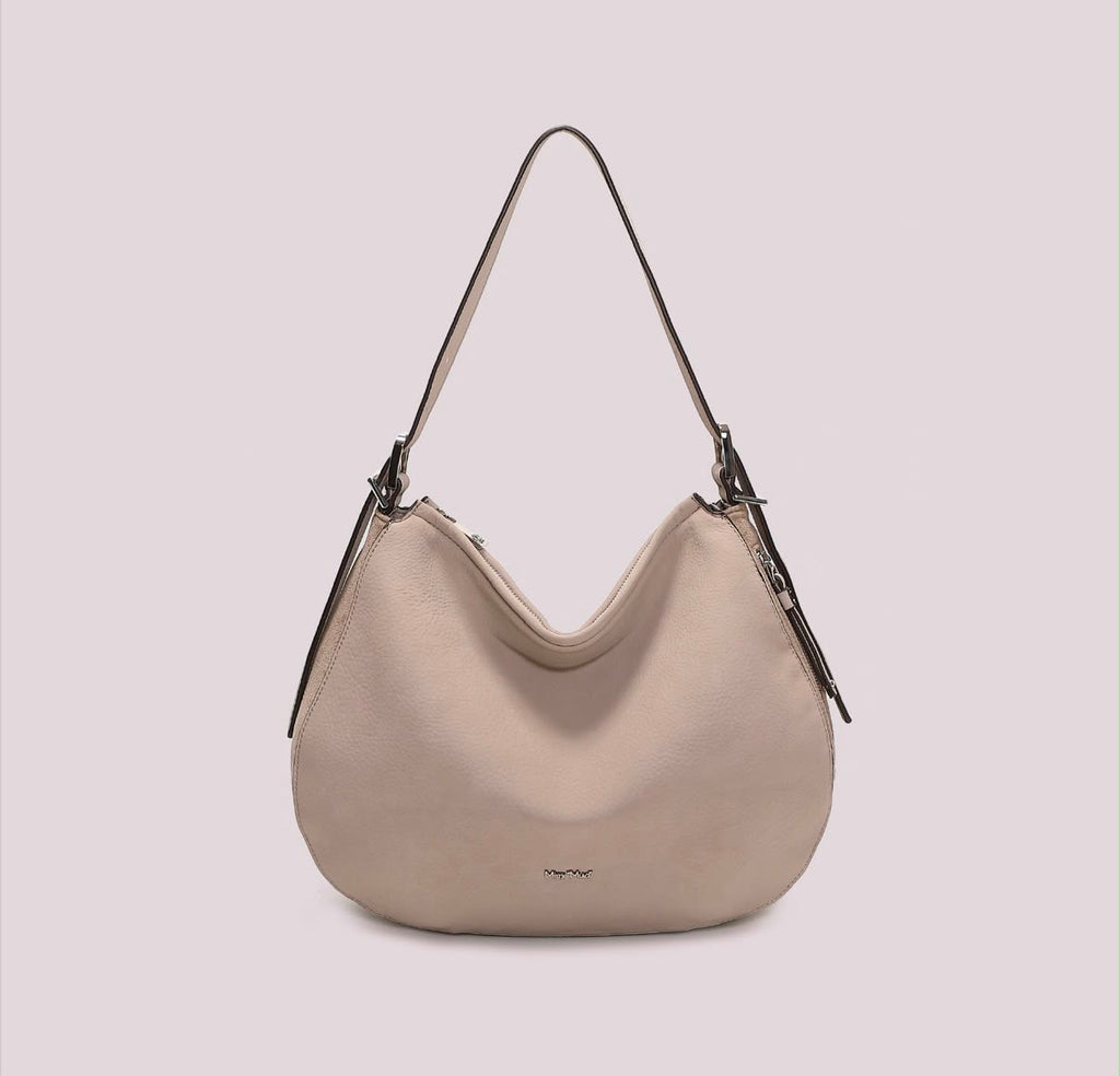 BORSA A SPALLA  CON FIANCHI EFFETTO CAMOSCIO- MIMI’ MUA’