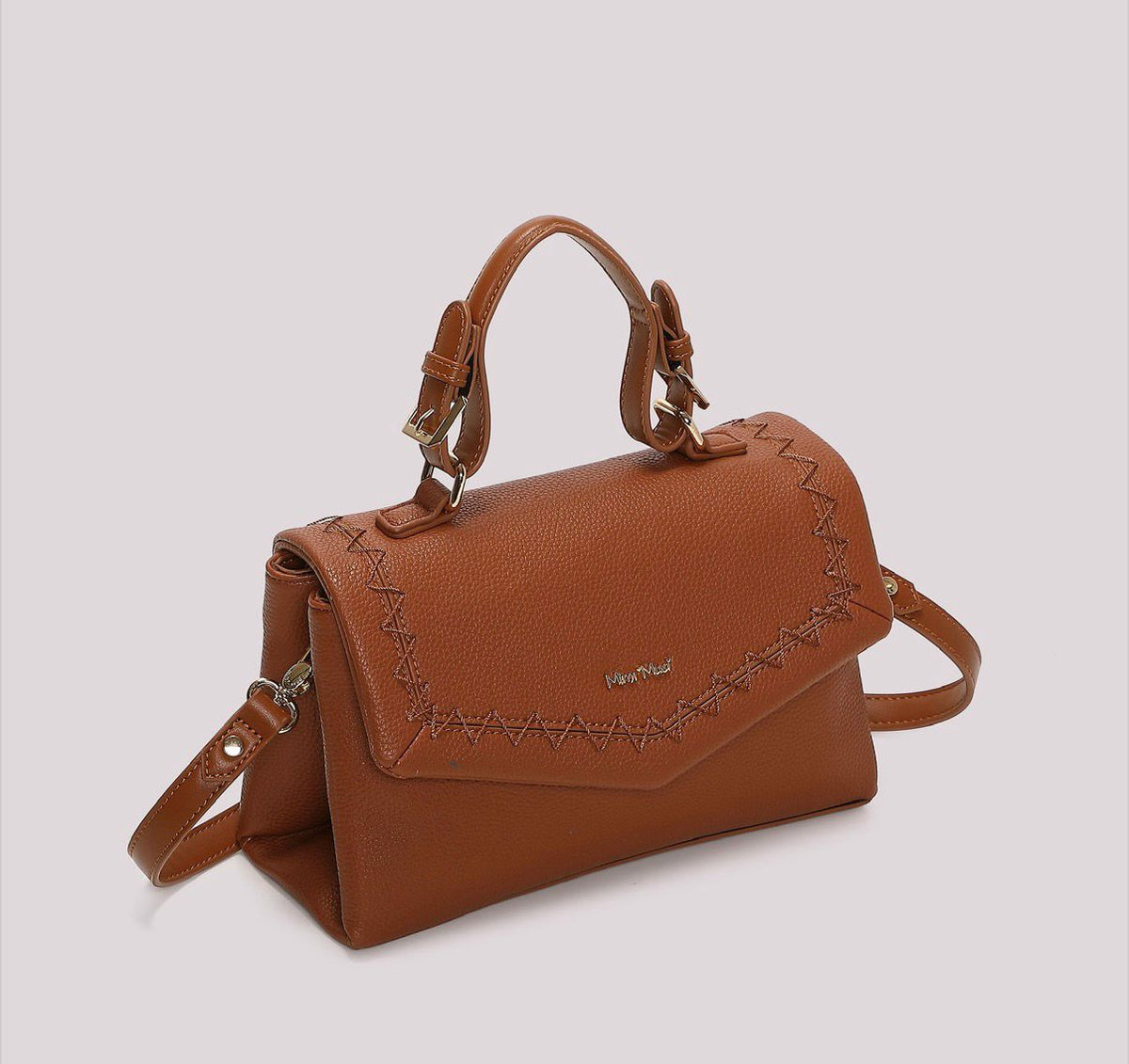 BORSA A MANO CON CUCITURE A VISTA MISURA MIDI- MIMI’ MUA’