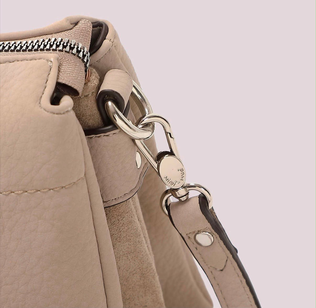 BORSA A TRACOLLA CON FIANCHI EFFETTO CAMOSCIO- MIMI’ MUA’