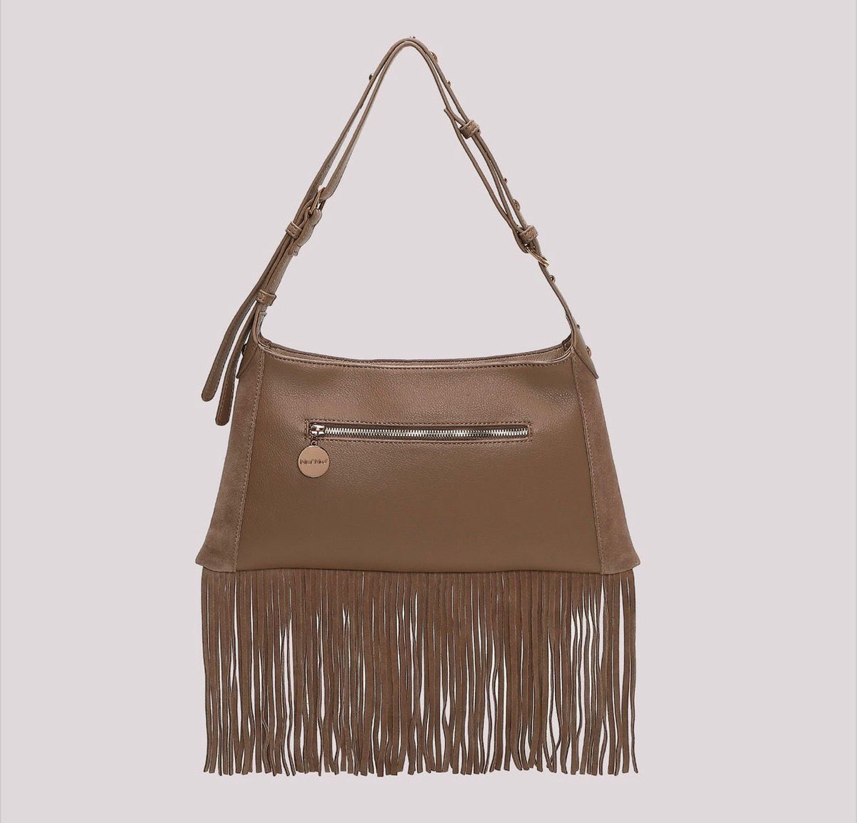 BORSA A TRACOLLA CON FRANGE E BORCHIE MISURA MIDI- MIMI’ MUA’