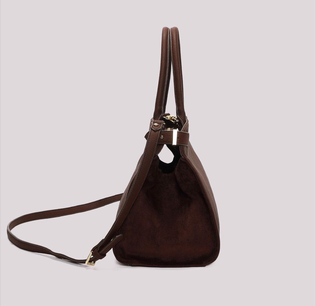 BORSA SHOPPING CON FIANCHI EFFETTO CAMOSCIO MISURA MAXI- MIMI’ MUA’