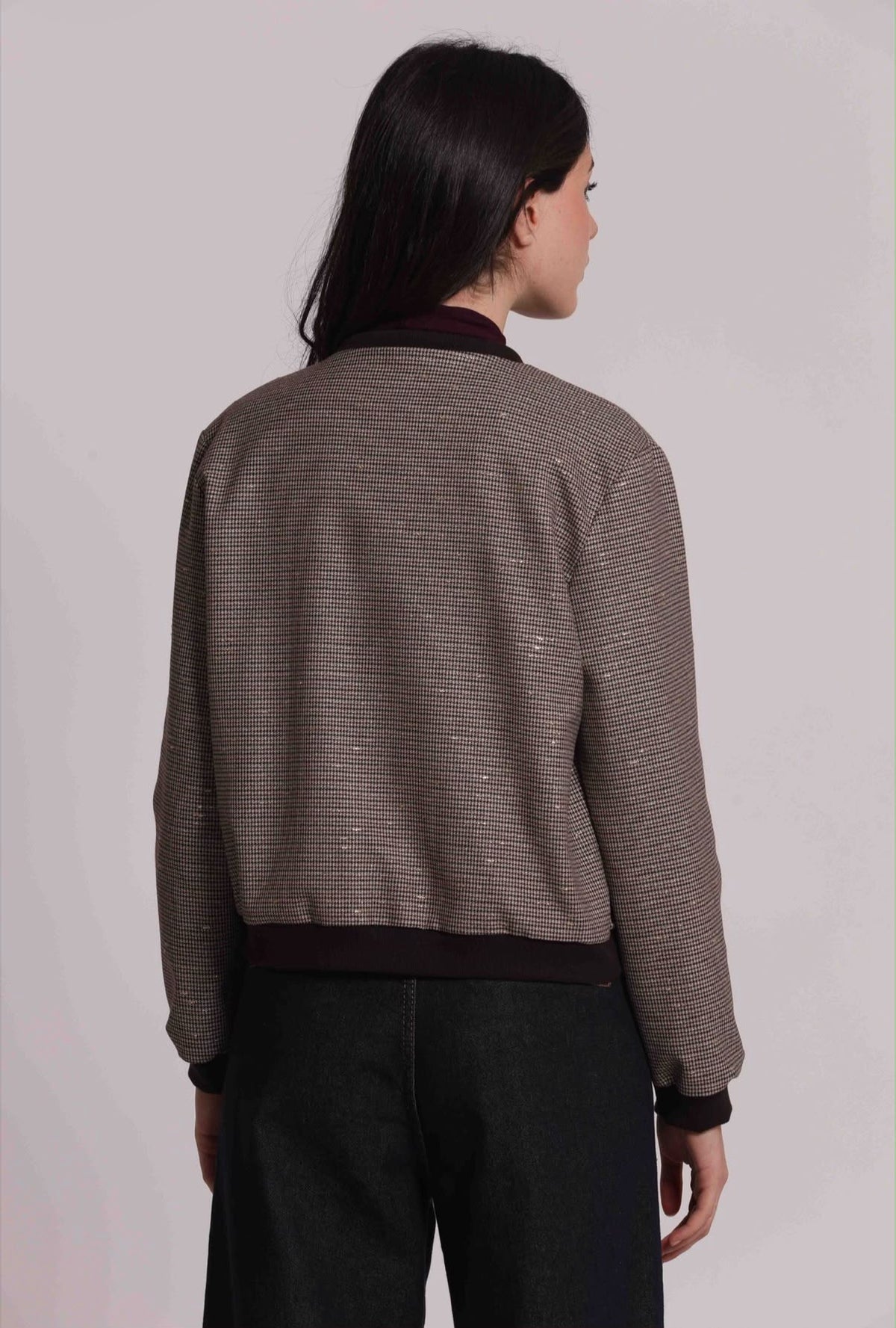 GIACCA BOMBER IN PIED DE POULE LUREX-COMPLETO CON PANTALONE NELLA SEZIONE PANTALONI