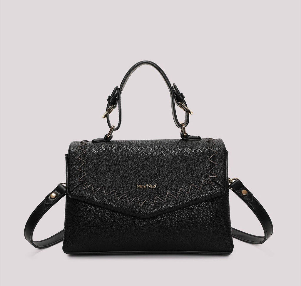 BORSA A MANO CON CUCITURE A VISTA MISURA MIDI- MIMI’ MUA’