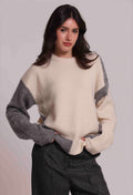 MAGLIA SCOLLO TONDO CON GIOCO BICOLORE- MIMI’ MUA’