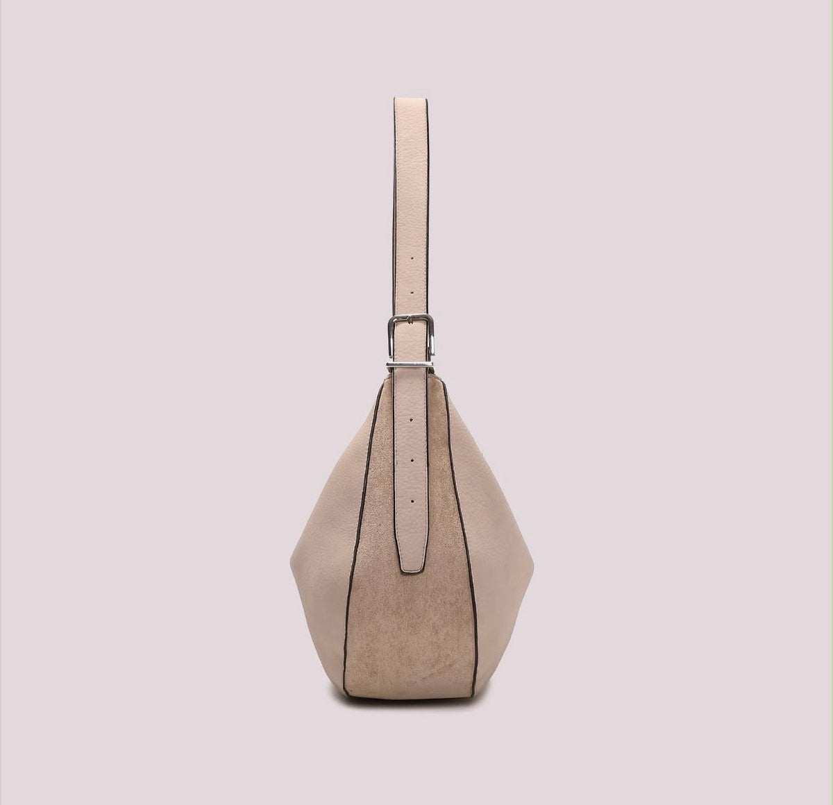 BORSA A SPALLA  CON FIANCHI EFFETTO CAMOSCIO- MIMI’ MUA’