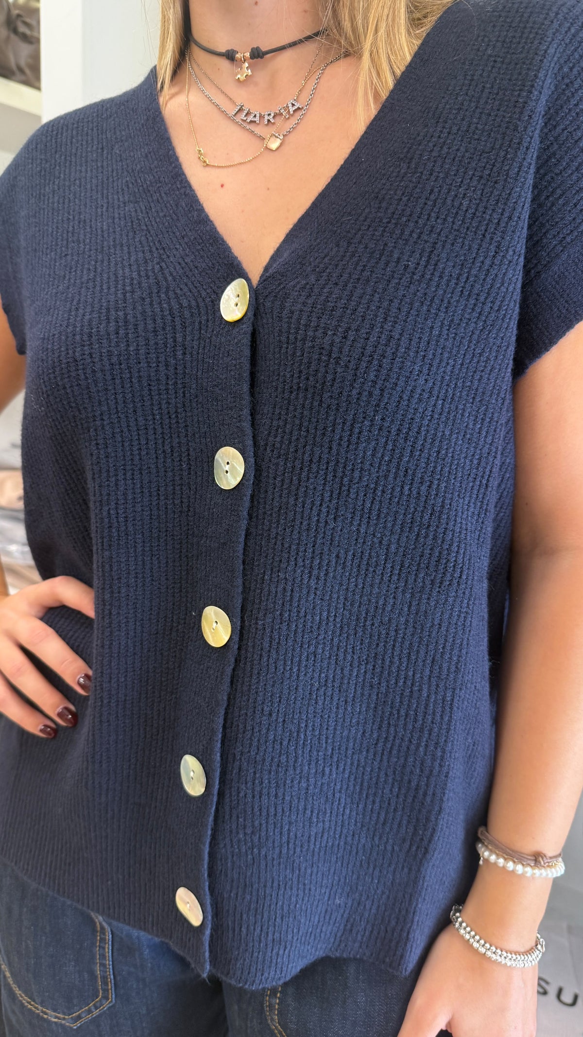 GILET OVER in maglia con bottoni