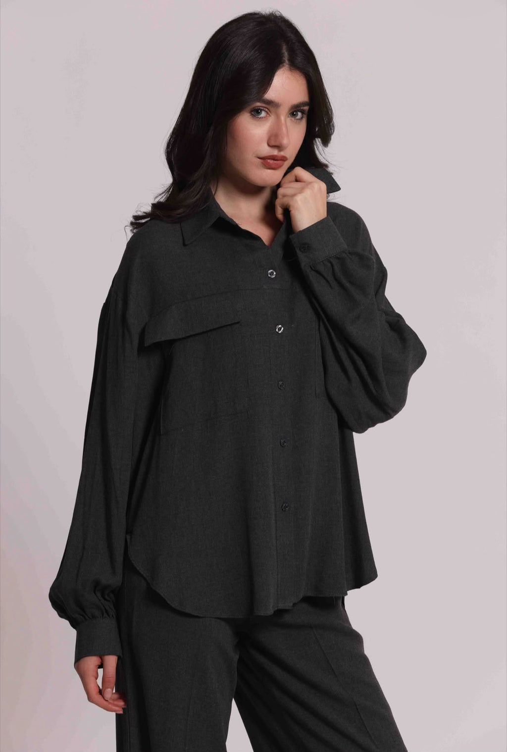 CAMICIA CON TASCONI IN FLANELLA-COMPLETO CON PANTALONE NELLA SEZIONE PANTALONI