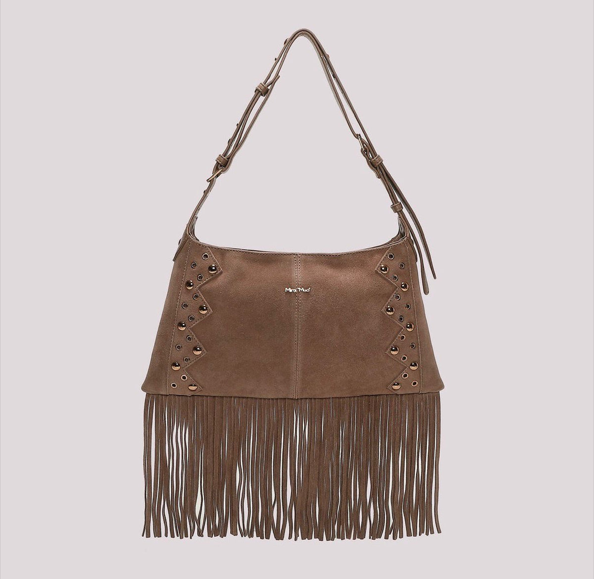 BORSA A TRACOLLA CON FRANGE E BORCHIE MISURA MIDI- MIMI’ MUA’