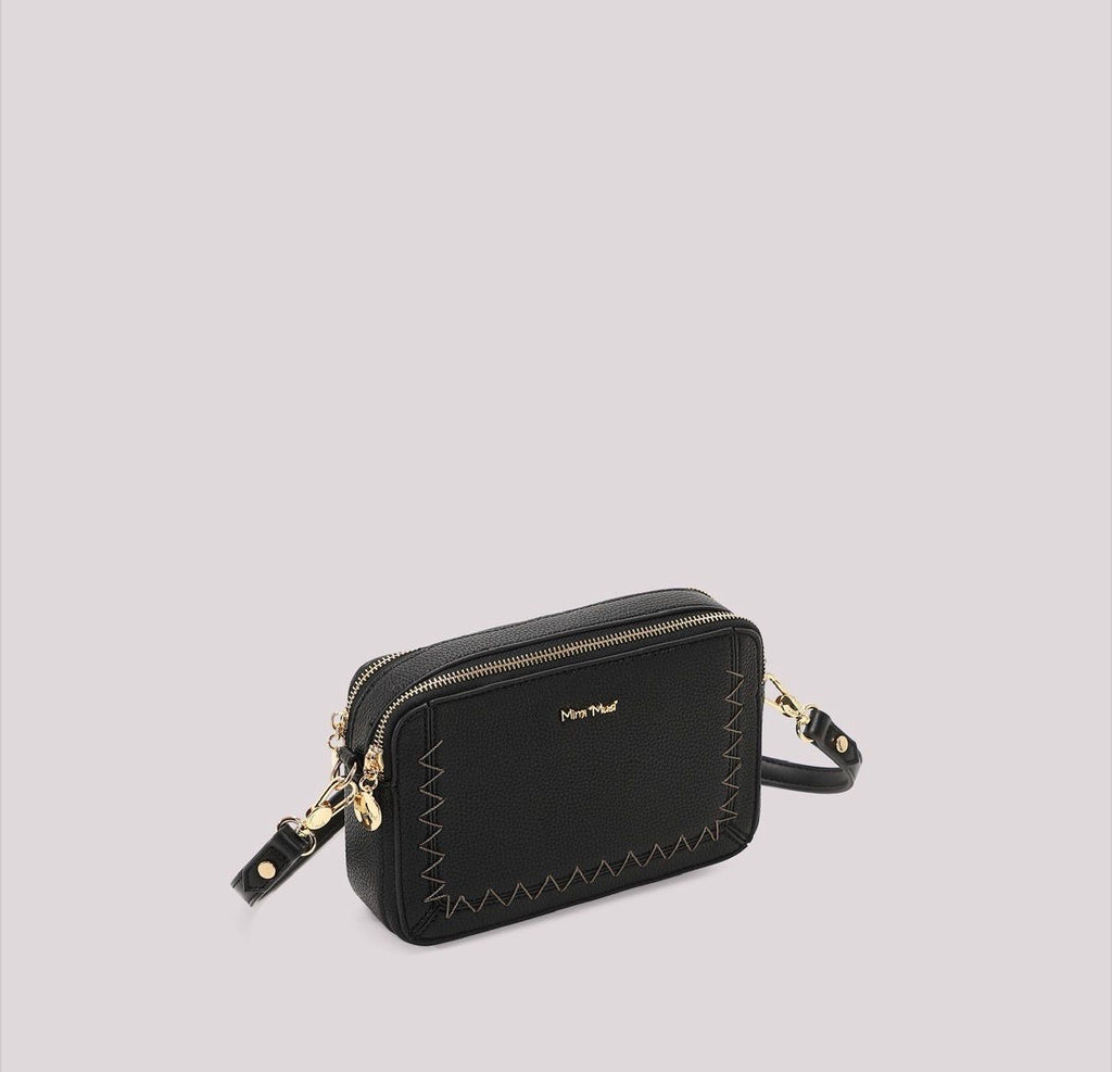 BORSA A TRACOLLA CON CUCITURE A VISTA MISURA MINI-MIMI’ MUA’