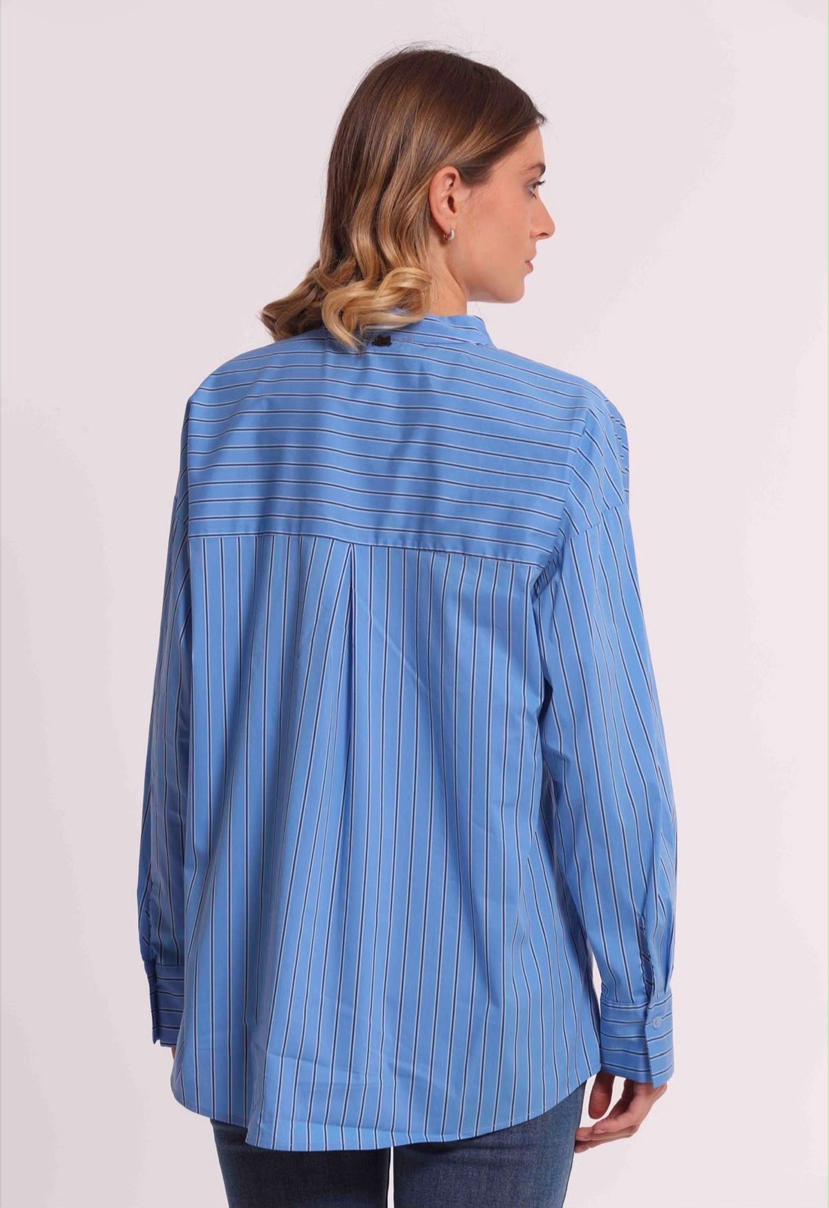 CAMICIA A BLUSA CON SCOLLO A “V” BICOLORE- MIMI’ MUA’