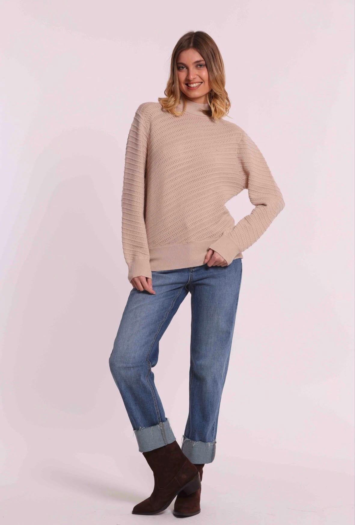 JEANS CON RISVOLTO SUL FONDO- MIMI’ MUA’
