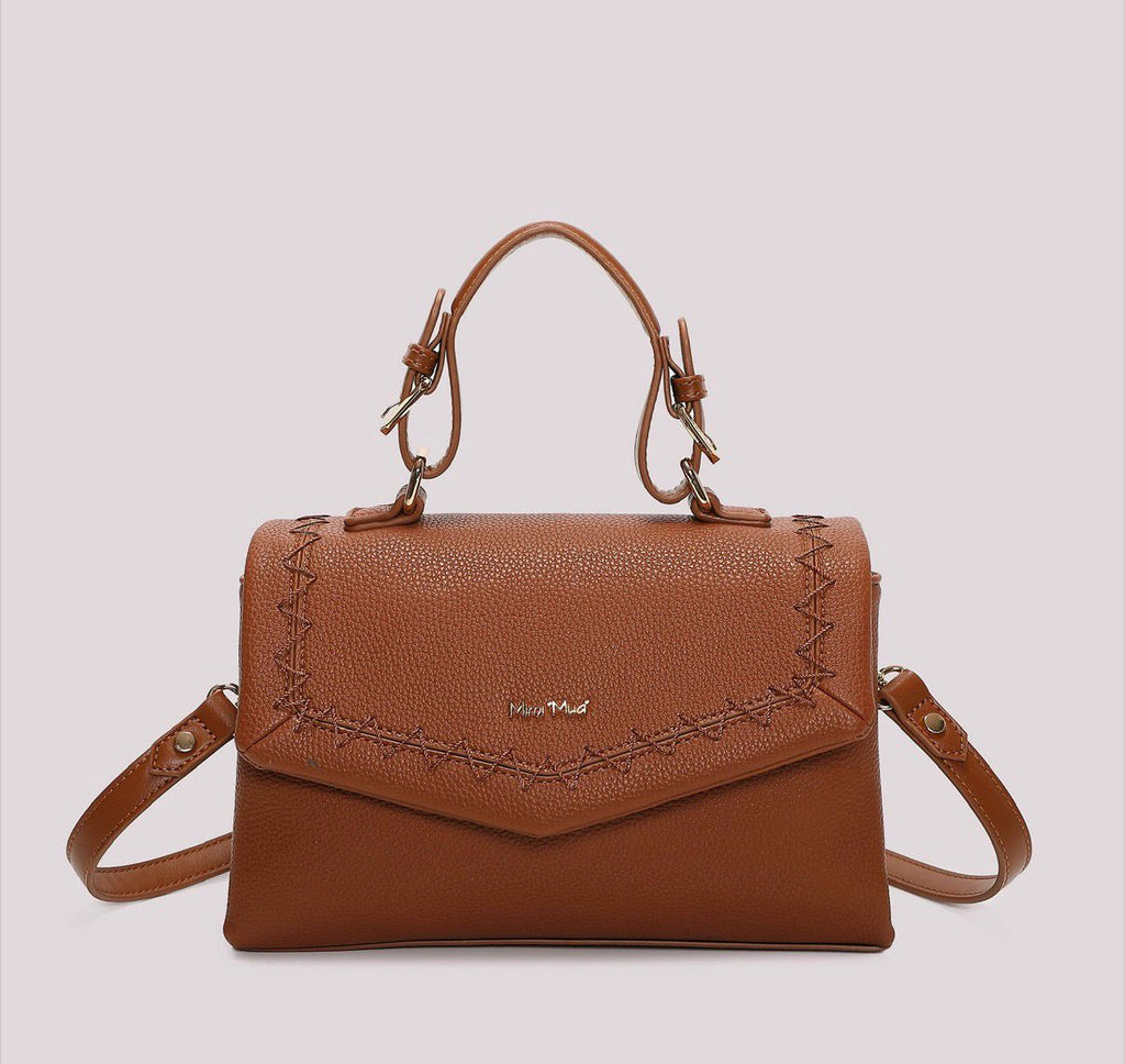 BORSA A MANO CON CUCITURE A VISTA MISURA MIDI- MIMI’ MUA’