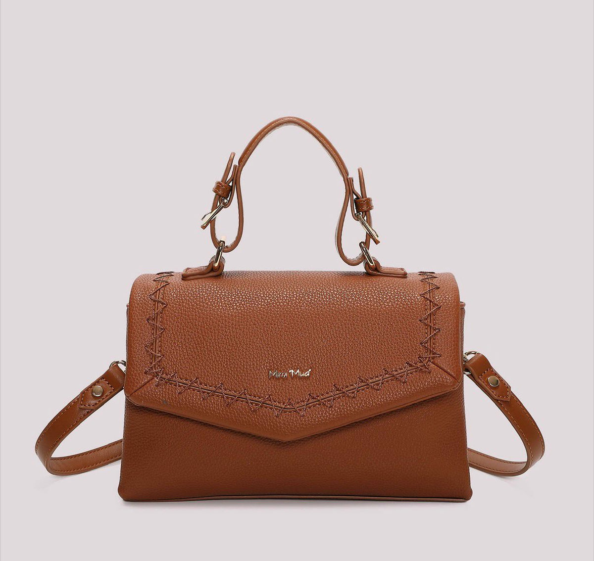 BORSA A MANO CON CUCITURE A VISTA MISURA MIDI- MIMI’ MUA’