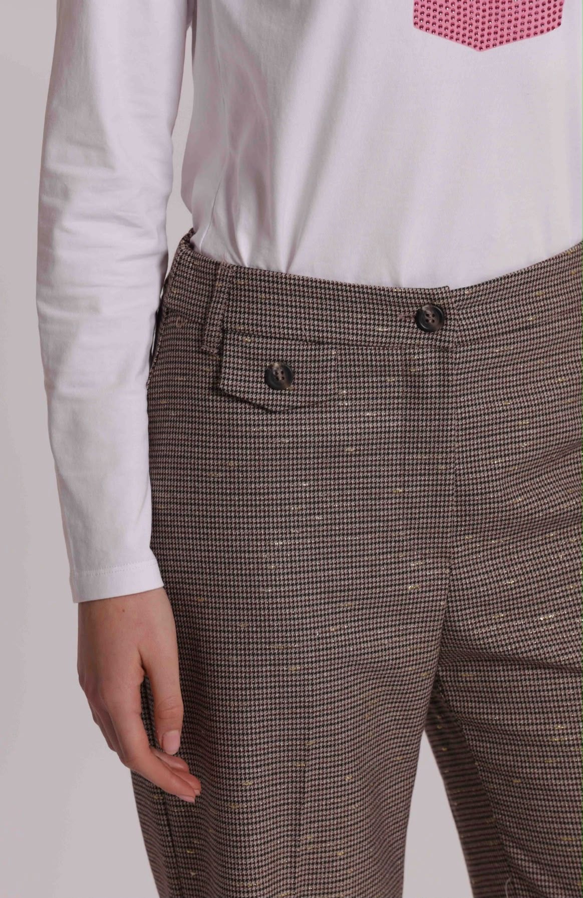 GIACCA BOMBER IN PIED DE POULE LUREX-COMPLETO CON PANTALONE NELLA SEZIONE PANTALONI