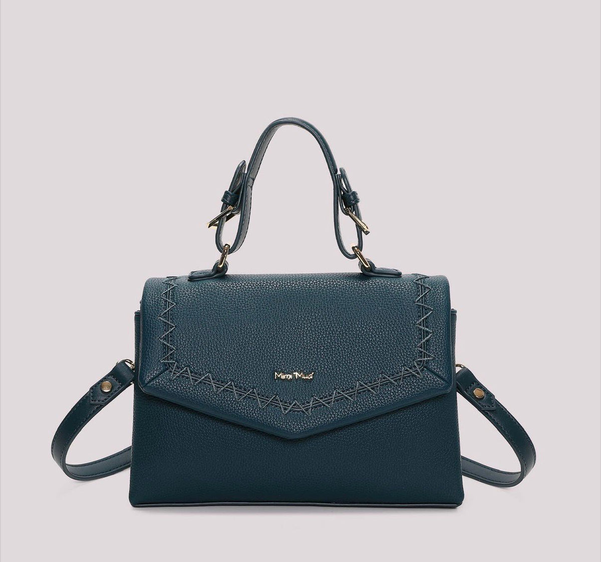 BORSA A MANO CON CUCITURE A VISTA MISURA MIDI- MIMI’ MUA’