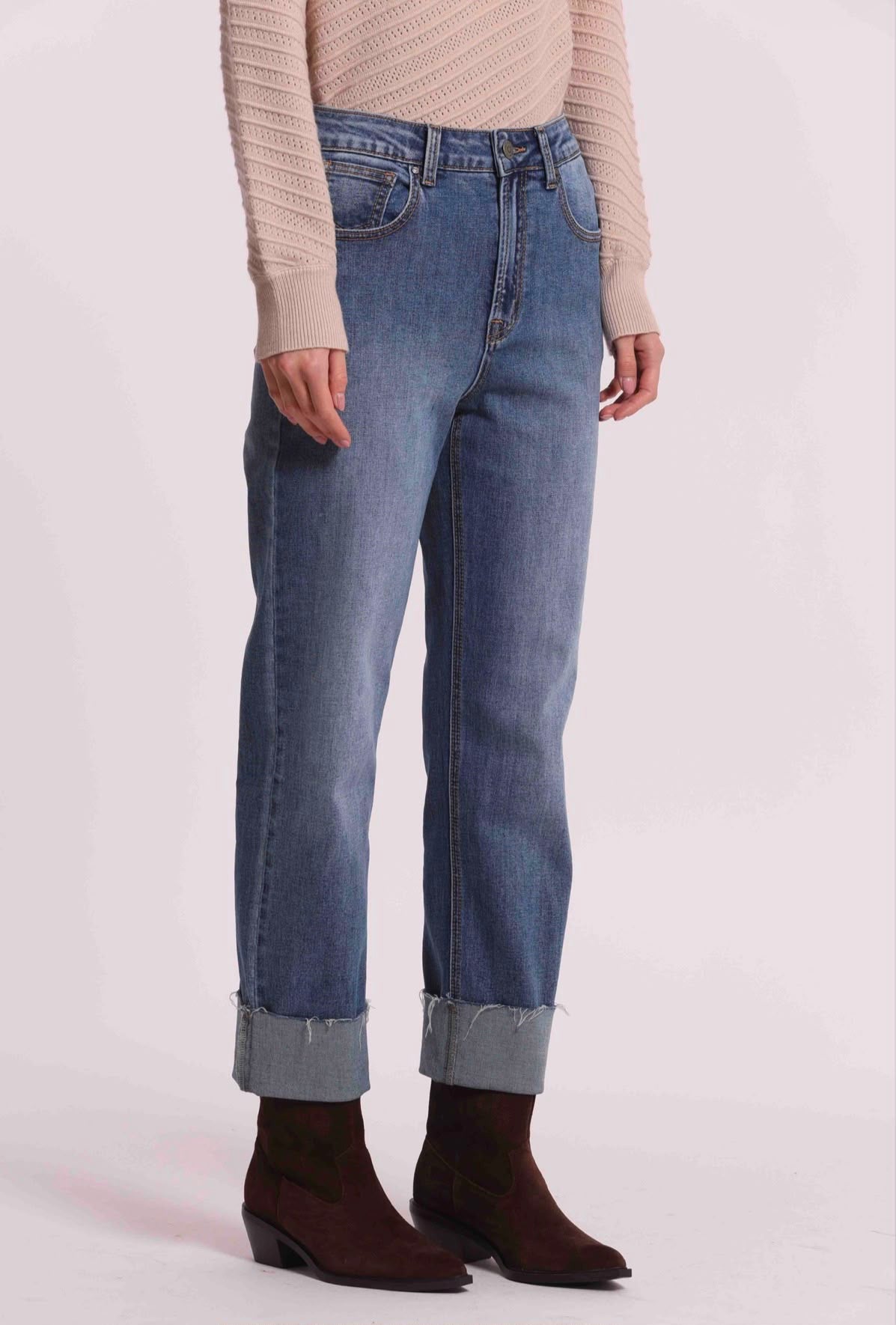 JEANS CON RISVOLTO SUL FONDO- MIMI’ MUA’