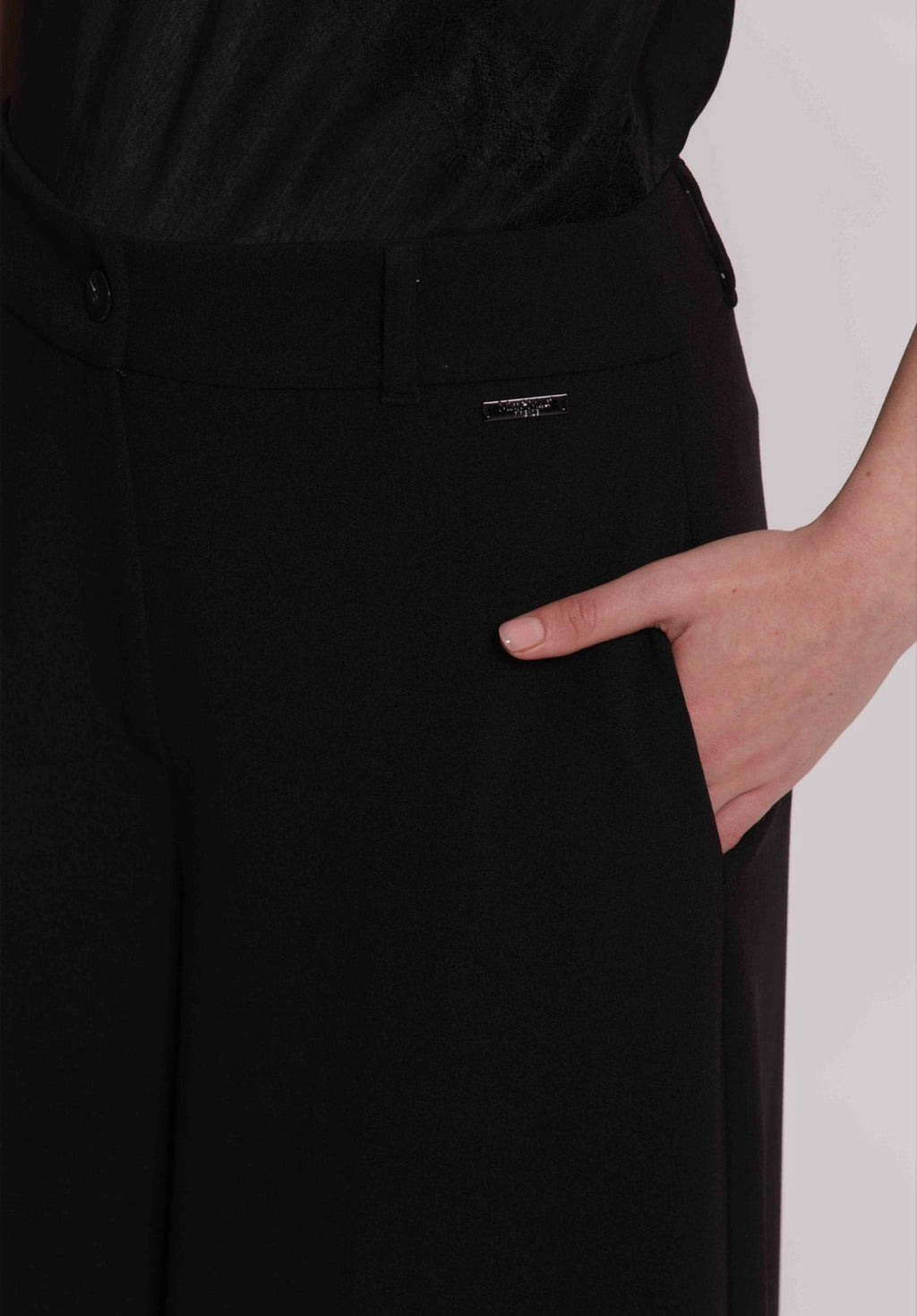 PANTALONE PALAZZO IN SCUBA CREPE CON CINTURINO ( completo con giacca nella sezione blazer/tailleur)-MIMI’ MUA’