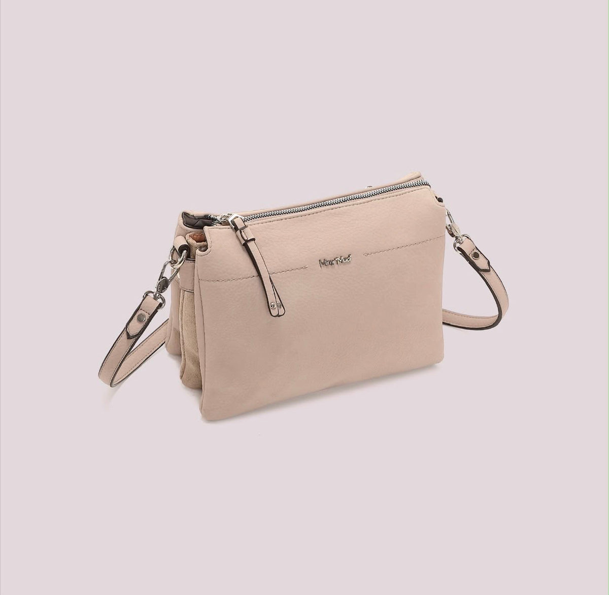 BORSA A TRACOLLA CON FIANCHI EFFETTO CAMOSCIO- MIMI’ MUA’